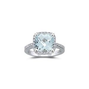 1 3+ Ct Diamond and 2.75 Aquamarine Ring in 14K White Gold by