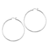Sterling Silver 2.00mm Diamond Cut Hoop Earrings