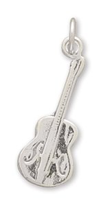 Sterling Silver Charm 1.125 in tall Guitar Sterling Silver Charm 1.125 in tall Guitar