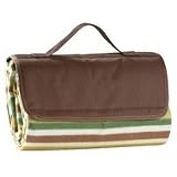 Picnic Gift 5011 Jaja Olive Stripe Fleece Blanket Tote w/ Water Proof Backing
