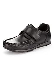 Leather Panelled Riptape School Shoes