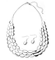 Silver Plated Twisted Nugget Necklace & Earrings Set