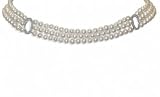 14K 3-Strand Freshwater Pearl & Diamond Choker Necklace