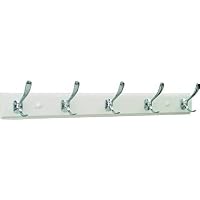5-Hook Wall-Mounted Coat Rack, White/Chrome