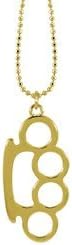 SMALL BRASS KNUCKLE NECKLACE ON SHORTBEAD 18 IN. CHAIN - Gold