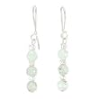 Pale Green Jade Gemstone and Sterling Silver Dangle Earrings, #7947