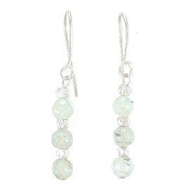 Pale Green Jade Gemstone and Sterling Silver Dangle Earrings, #7947