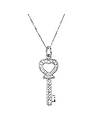 Sterling Silver Key of Love for a Daughter Necklace, 18"