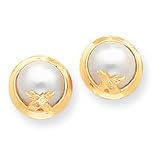 14k 10-12mm Cultured Mabe Pearl & Diamond Earrings - XMP89