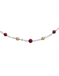 Sterling Silver Burgundy & Black Freshwater Cultured Pearl w/2in ext. Necklace