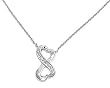 Sterling Silver Necklace - Flowing Hearts with Clear CZs - 19mm Pendant Height