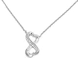 Sterling Silver Necklace - Flowing Hearts with Clear CZs - 19mm Pendant Height