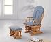 Oak Finish Glider Rocker w/Ottoman In Blue By Coaster Furniture