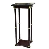 28H WOODEN CHERRY WOOD Phone or Plant STAND w/ Square Green Marble Top