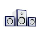 Genie EIQ-606 2.1 Lautsprecher - System / Lautsprechersystem mit 3 austauschbaren Frontblenden (schwarz/braun/dunkelblau) - mit zwei Hochtoenern (5 W) und einem Subwoofer (15W) - einfache Verbindung durch Klinkenstecker
