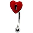 Red Keyhole Heart Eyebrow Ring