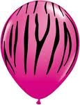 (12) 11" Neon Pink with Zebra Stripes Latex Balloons Pink Black Party