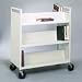 Double-Sided Steel Book Cart, 6 Slant Shelves, 5 Casters, 37wx18dx42h, Platinum
