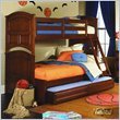 Lea Deer Run Twin Over Full Wood Bunk Bed with Twin Trundle Unit, Storage Drawer in Brown Cherry Finish