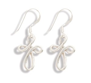 Polished Woven Cross Earring on French Wire