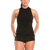 Speedo Women's Endurance Built In Bra Solid Hi Neck Tankini Swimsuit, Black, Size 8