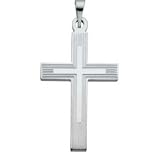 Childrens 14k White Gold Cross Pendant with Embossed Cross Inside the Cross
