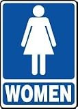 RESTROOM SIGNS WOMEN (W/GRAPHIC) 14 x 10 Adhesive Dura-Vinyl Sign