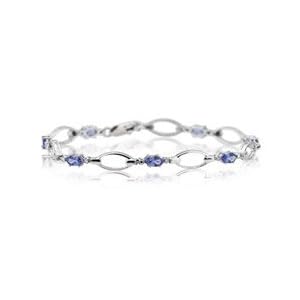 0.01 Diamond and 1.70 Tanzanite Bracelet in 14K White Gold by
