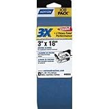 Norton NorZon Plus 3X Portable Abrasive Belt, Zirconia Alumina, 3 Width x 18 Length, Grit 50 (Pack of 5)