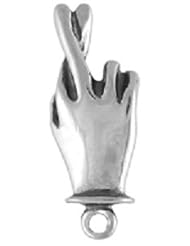 Sterling Silver 3D Hand With Crossed Fingers For Good Luck Charm