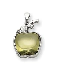 Sterling Silver Green Cabochon Apple Pendant