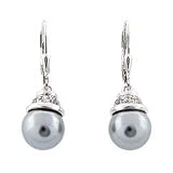 Sterling Silver Simulated Gray Pearl Drop Earrings