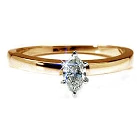 14k Yellow Gold, Marquise Diamond Solitaire Engagement Ring (0.35 ctw)