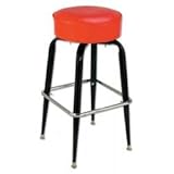 Richardson Round Top Bar Stool - Black Frame - Chrome Footrest: Black (T9)