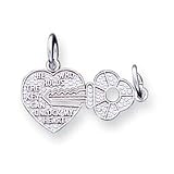 14k White Gold Key & Heart Break-apart Charm