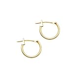 Solid 14KT Yellow Gold 1.5mm 1/2 Inch Hoop Earrings