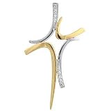 Forzieri 18K White and Yellow Gold Cross with Diamonds