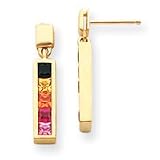 10k Multi-Colored Created Sapphire Channel Post Earrings
