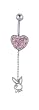 Rose Heart and Dangling Bunny Belly Ring