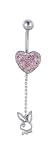 Rose Heart and Dangling Bunny Belly Ring