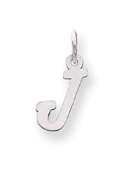 14k White Gold Small Script Initial J Charm. Gold Weight- 0.3g.
