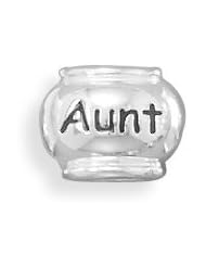 Sterling Silver Charm Bead the Word Aunt Fits Pandora Biagi Chamilia Troll European Style Bracelet
