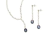 Black and White Cultured Pearl 10K Gold Necklace and Earring Set