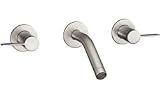 Kohler Double Handle Widespread Wall Mount Bathroom Faucet with Metal Lever Handles from the Stillness Series Brushed Nickel - K-T944-4-BN