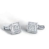 1 1/3 Carat Diamond 14k White Gold Cuff Links