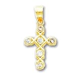 10k CZ (Cubic Zirconia) Cross Pendant