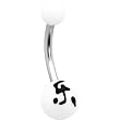 White Black Joy Chinese Symbol Belly Ring