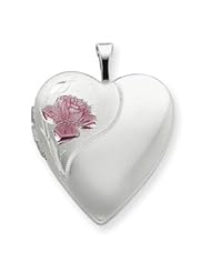 Sterling Silver 20mm Rose Heart Locket
