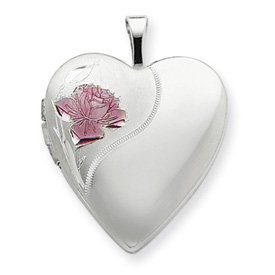 Sterling Silver 20mm Rose Heart Locket