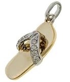 14K Two Tone Diamond Sandal Pendant